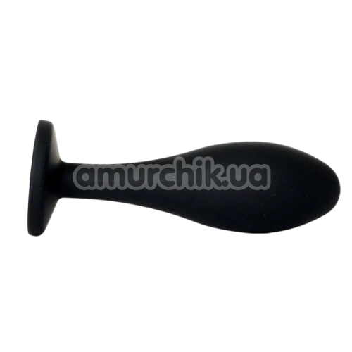 Анальна пробка з прозорим кристалом Exclusivity Jewellery Silicone Straight Plug M, чорна