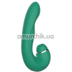 Вібратор з вакуумним стимулятором Kissen Siren, зелений - Фото №1