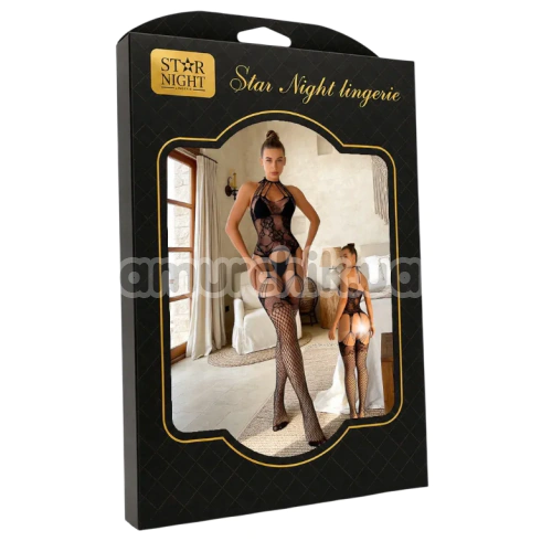 Комбинезон Star Night Open Flower Net Bodystocking, черный