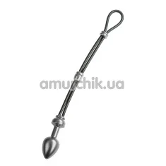 Эрекционное кольцо с анальной пробкой Malesation Cock-Grip mit Alu-Plug klein, серебряное - Фото №1