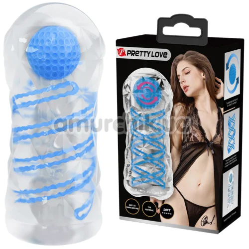 Мастурбатор Pretty Love Transparent Spiral Masturbator, голубой