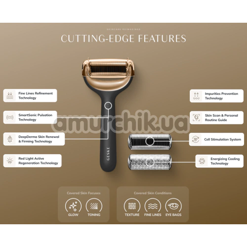 Массажер-роллер для лица и тела с микроиглами Geske MicroNeedle Face & Body Roller 8 in 1, серый