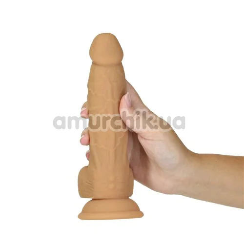 Вибратор с ротацией Addiction Naked Rotating & Vibrating Dong 8, светло-коричневый