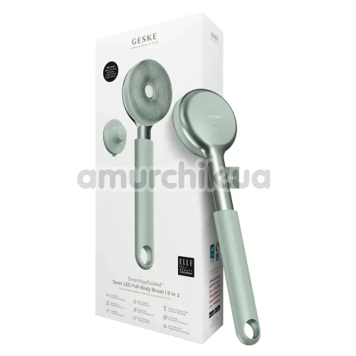 Звуковая щетка для тела Geske Sonic LED Full-Body Brush 9 in 1, зеленая