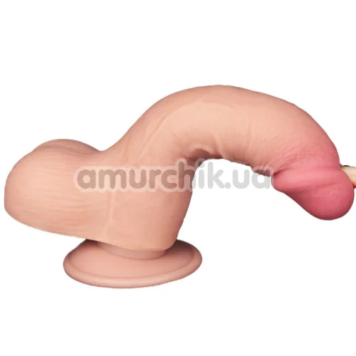 Фаллоимитатор Sliding-Skin Dual Layer Dong 7.5 с мошонкой, телесный
