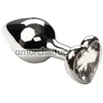 Анальна пробка з прозорим кристалом SWAROVSKI Silver Heart Diamond Small, срібна - Фото №1