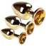 Набор из 3 анальных пробок с желтым кристаллом SWAROVSKI Gold Citrine, золотой
