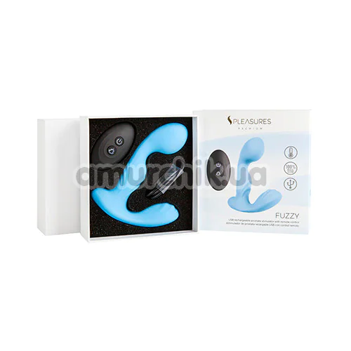 Вибростимулятор простаты S Pleasures Premium Fuzzy, голубой