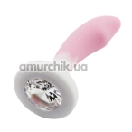 Анальная пробка с прозрачным кристаллом Diamond Anal Trainer Small, бело-розовая - Фото №1