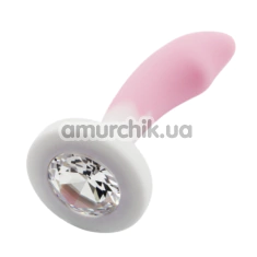 Анальная пробка с прозрачным кристаллом Anal Plug Small, бело-розовая - Фото №1