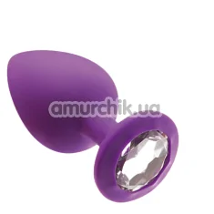 Анальная пробка с прозрачным кристаллом Mai Attraction Pleasure Toys №48, фиолетовая - Фото №1