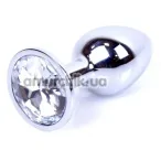 Анальная пробка с прозрачным кристаллом Exclusivity Jewellery Silver Plug, серебряная - Фото №1