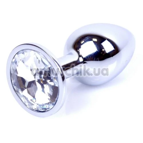 Анальная пробка с прозрачным кристаллом Exclusivity Jewellery Silver Plug, серебряная - Фото №1