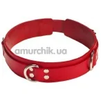 Ошейник с тремя колечками двойной sLash Slave Leather Collar, красный - Фото №1