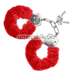 Наручники S Pleasures Furry Cuffs, червоні - Фото №1