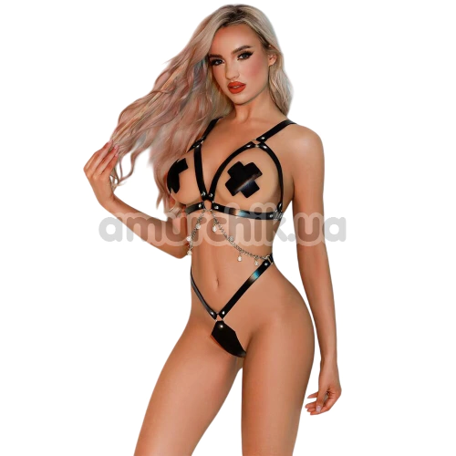 Комплект JSY Sexy Lingerie 5967, черный: боди + украшения для сосков