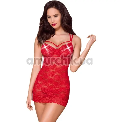 Комплект Obsessive 860-CHE-3 красный: пеньюар + трусики-стринги - Фото №1