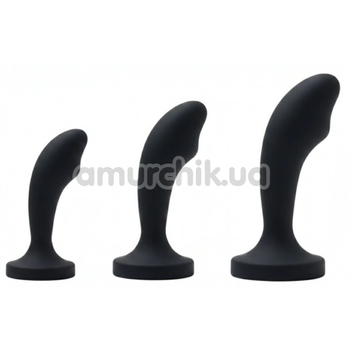 Набор анальных пробок с фиолетовым кристаллом Diamond Anal Trainer Kit, черный