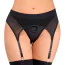 Трусики для страпона з підв'язками для панчіх Bad Kitty Thong With O-Ring, чорні - Фото №1