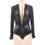 Боді Star Night Mesh And Faux Leather Zipper Teddy, чорне - Фото №7