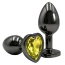 Анальна пробка з жовтим кристалом Alume Metal Heart Plug M, чорна - Фото №3