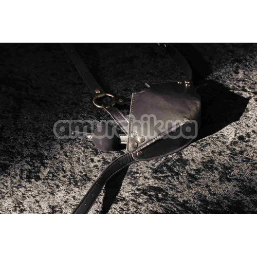 Маска с кляпом Ouch! Head Harness with Mouth Cover and Solid Ball Gag, черная