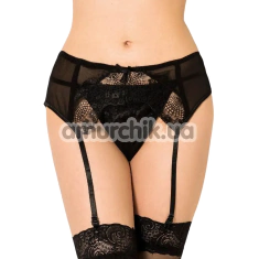 Комплект Star Night Tender Bow Mesh Garter Belt, чорний: пояс для панчіх + трусики-стрінги - Фото №1