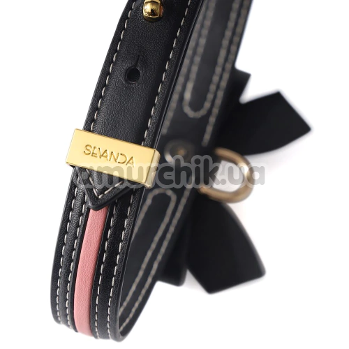 Ошейник с поводком Lockink Sevanda Love Heart Butterfly Leather Collar, черный