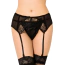 Комплект Star Night Tender Bow Mesh Garter Belt, чорний: пояс для панчіх + трусики-стрінги - Фото №1