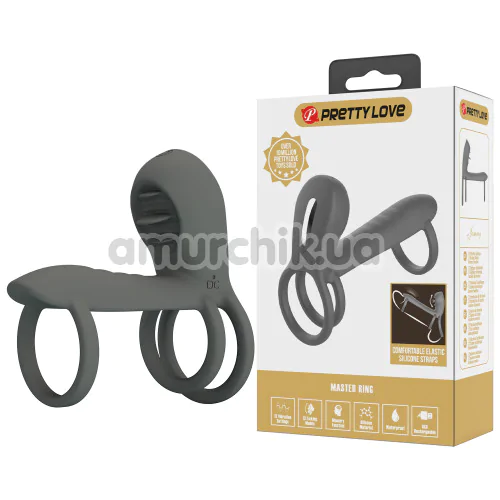Насадка на пенис с вибрацией Pretty Love Jammy, серая