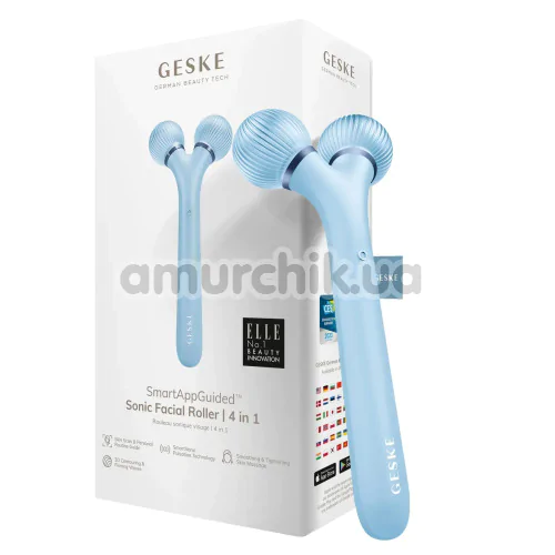 Ультразвуковий масажер для обличчя Geske Sonic Facial Roller 4 in 1, блакитний