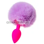 Анальная пробка с фиолетовым хвостиком ToDo Anal Plug Sweet Bunny, розовая - Фото №1