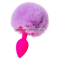 Анальная пробка с фиолетовым хвостиком ToDo Anal Plug Sweet Bunny, розовая - Фото №1