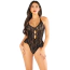 Боди Leg Avenue Lace Floral Lace Halter Teddy With Flutter Accent, черное - Фото №2