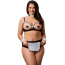 Костюм покоївки Star Night Maid Lace Open Set, чорно-білий: бюстгальтер + трусики + чокер + манжети - Фото №4