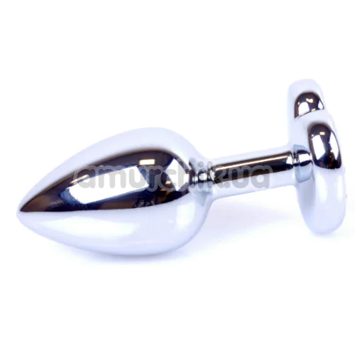 Анальна пробка з чорним кристалом Exclusivity Jewellery Silver Heart Plug, срібна