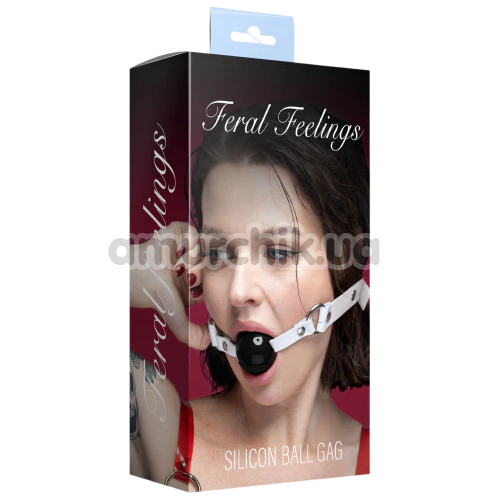 Кляп Feral Feelings Silicon Ball Gag, чорно-білий