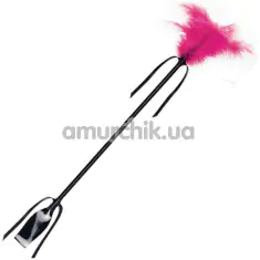 Стек з рожевою пір'їнкою для пестощів Secret Play Feather Tickler And Riding Crop, чорний - Фото №1