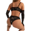 Комплект Star Night Lace Lingerie With Long Gloves, черный: бюстгальтер + трусики + перчатки - Фото №7