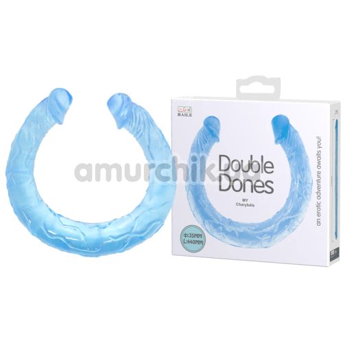 Двухконечный фаллоимитатор Double Dong 44, голубой