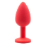 Анальная пробка с черным кристаллом Silicone Anal Plug Round Medium, красная - Фото №2