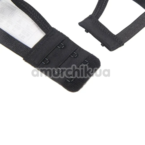 Комплект Star Night Naughty Boudoir Set, чорний: бюстгальтер + трусики-стрінги + пояс для панчіх