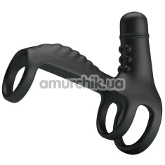 Насадка на пеніс з вібрацією Pretty Love Vibrating Penis Sling, чорна - Фото №1