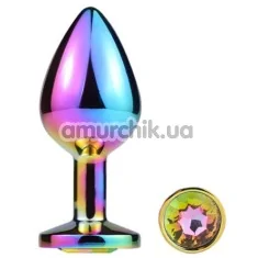 Анальная пробка с радужным кристаллом Mai Attraction Pleasure Toys M №73, радужная - Фото №1