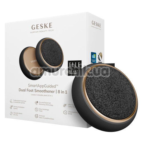 Шлифовальная пилка для стоп Geske Dual Foot Smoothener 8 in 1, черно-золотая