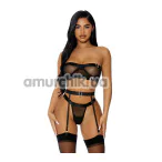 Комплект JSY Sexy Lingerie JS228126, черный: топ + трусики-стринги + пояс для чулок - Фото №1