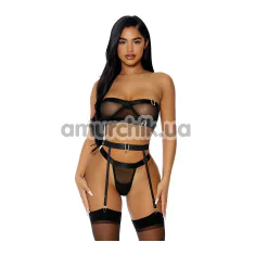 Комплект JSY Sexy Lingerie JS228126, черный: топ + трусики-стринги + пояс для чулок - Фото №1