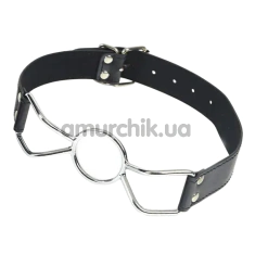 Кляп-кольцо DS Fetish Faux Leather, черный - Фото №1