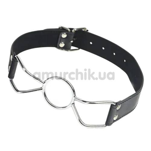 Кляп-кольцо DS Fetish Faux Leather, черный - Фото №1