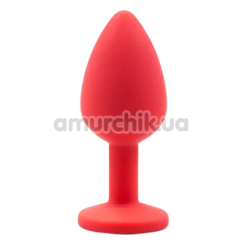 Анальная пробка с красным кристаллом Silicone Anal Plug Round Medium, красная